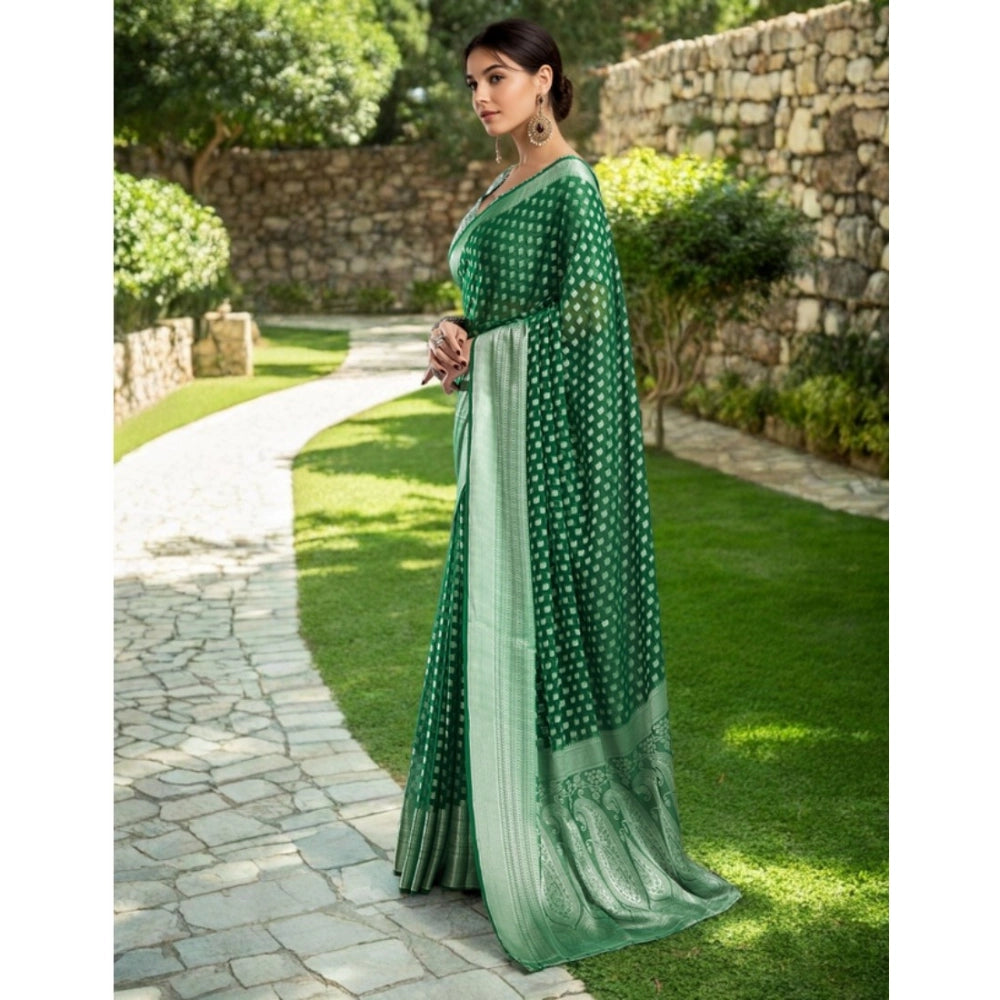 Sensational Women's Georgette Weaving Saree With Blouse Piece