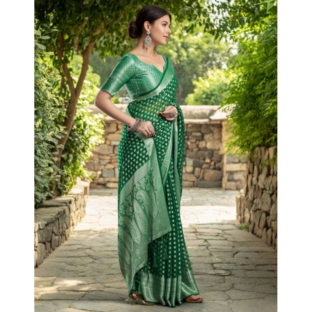 Sensational Women's Georgette Weaving Saree With Blouse Piece