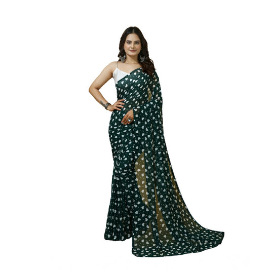 Lovely Women's Georgette Printed Saree With Blouse Piece