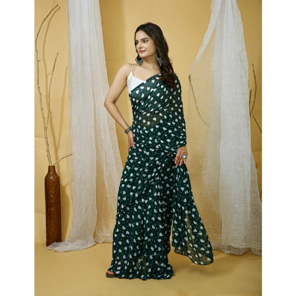 Lovely Women's Georgette Printed Saree With Blouse Piece