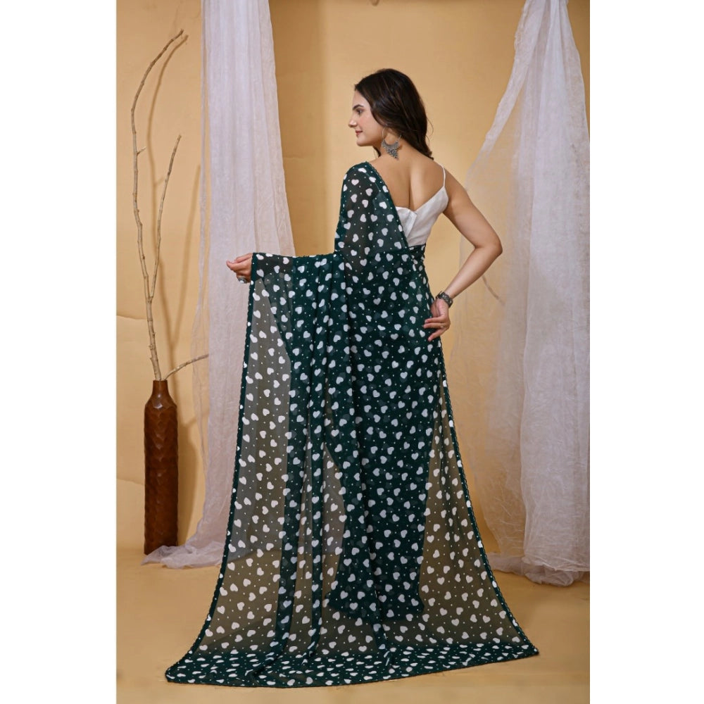 Lovely Women's Georgette Printed Saree With Blouse Piece