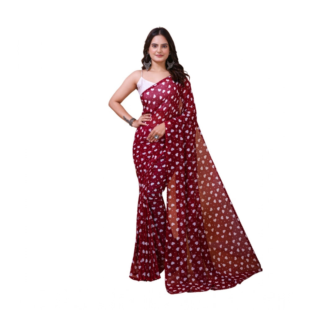 Lovely Women's Georgette Printed Saree With Blouse Piece