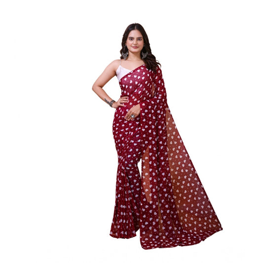 Lovely Women's Georgette Printed Saree With Blouse Piece