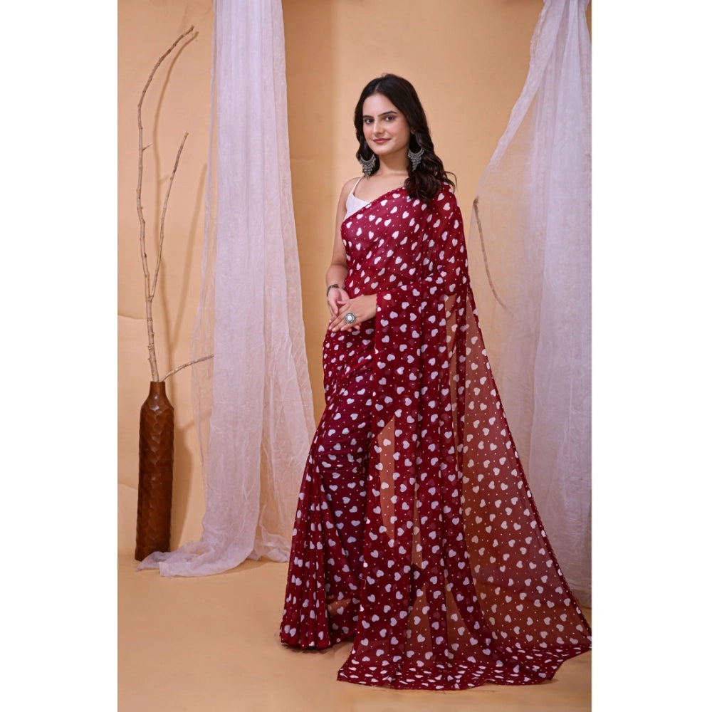 Lovely Women's Georgette Printed Saree With Blouse Piece