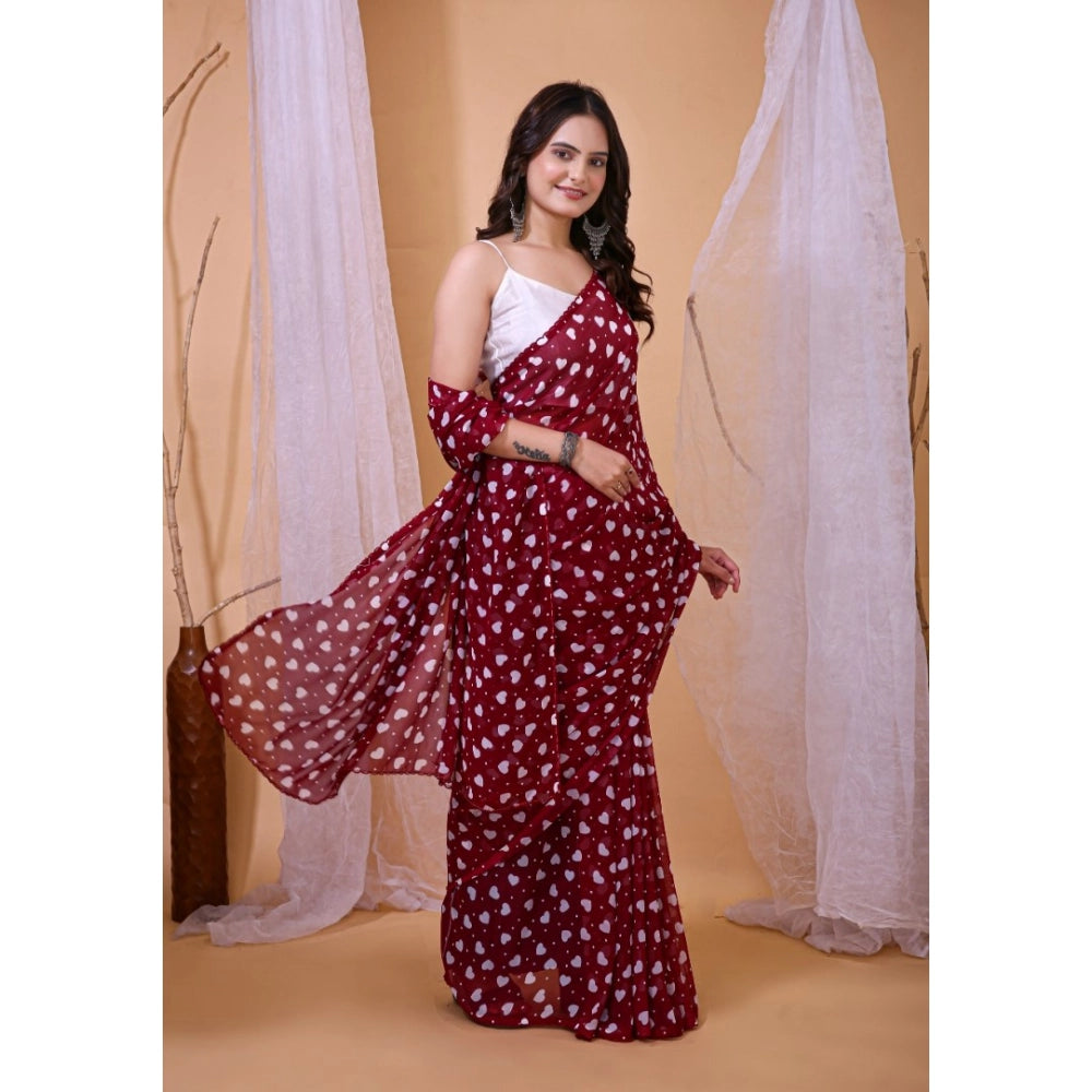 Lovely Women's Georgette Printed Saree With Blouse Piece