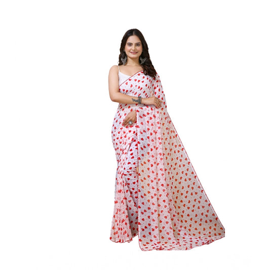 Lovely Women's Georgette Printed Saree With Blouse Piece