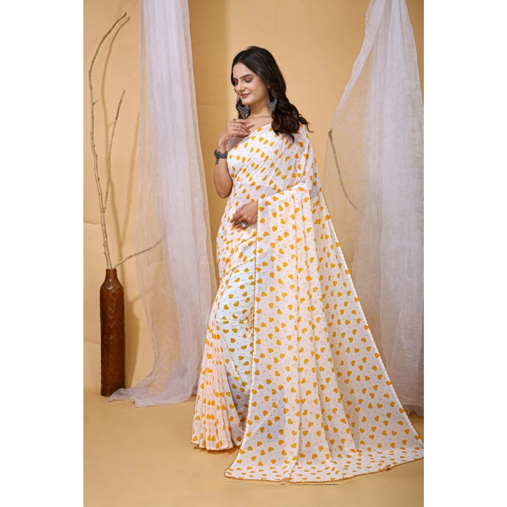 Lovely Women's Georgette Printed Saree With Blouse Piece