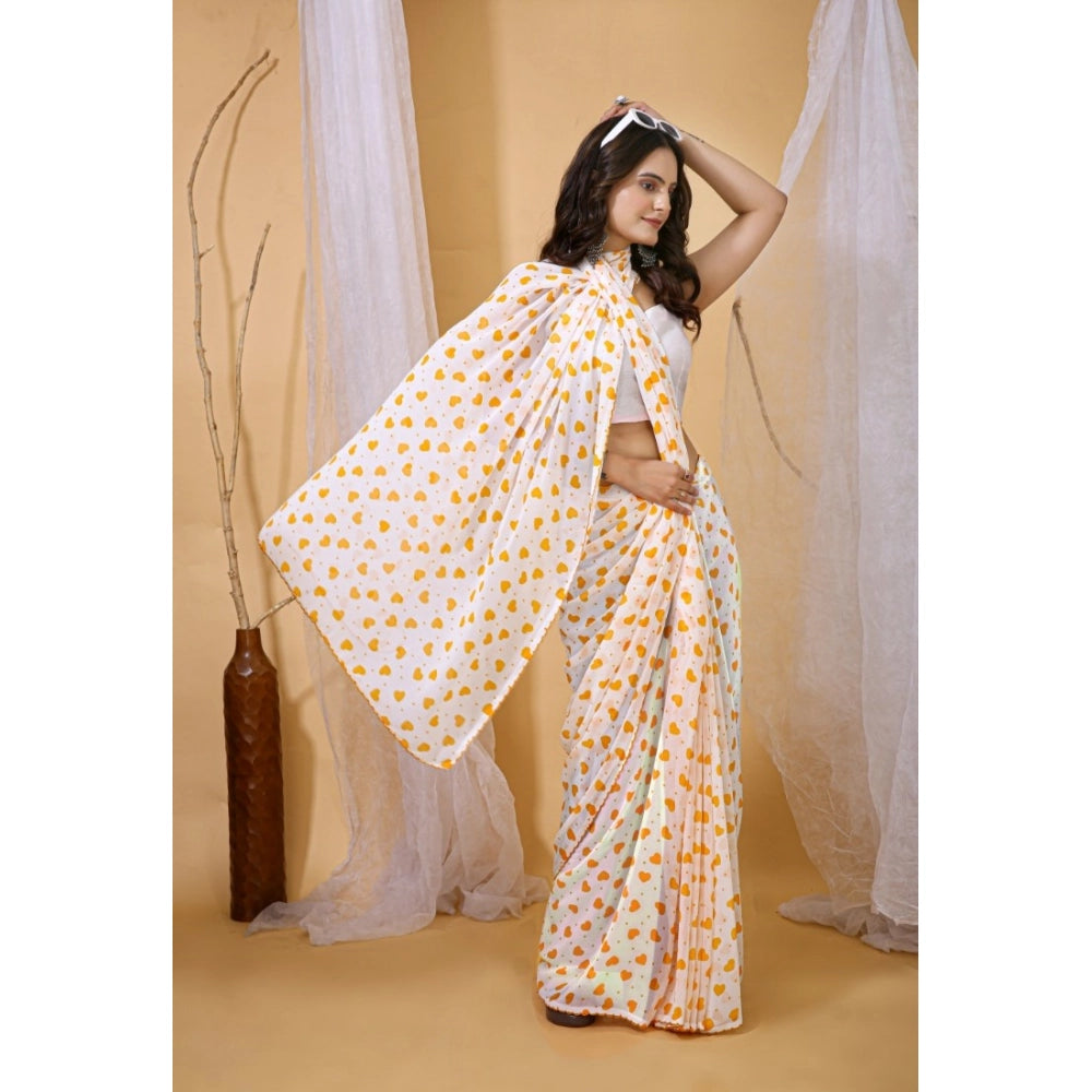 Lovely Women's Georgette Printed Saree With Blouse Piece