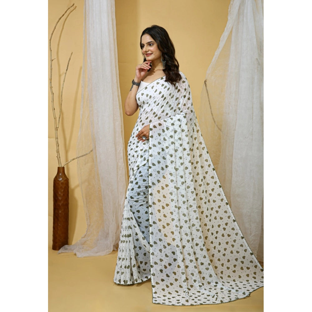 Lovely Women's Georgette Printed Saree With Blouse Piece