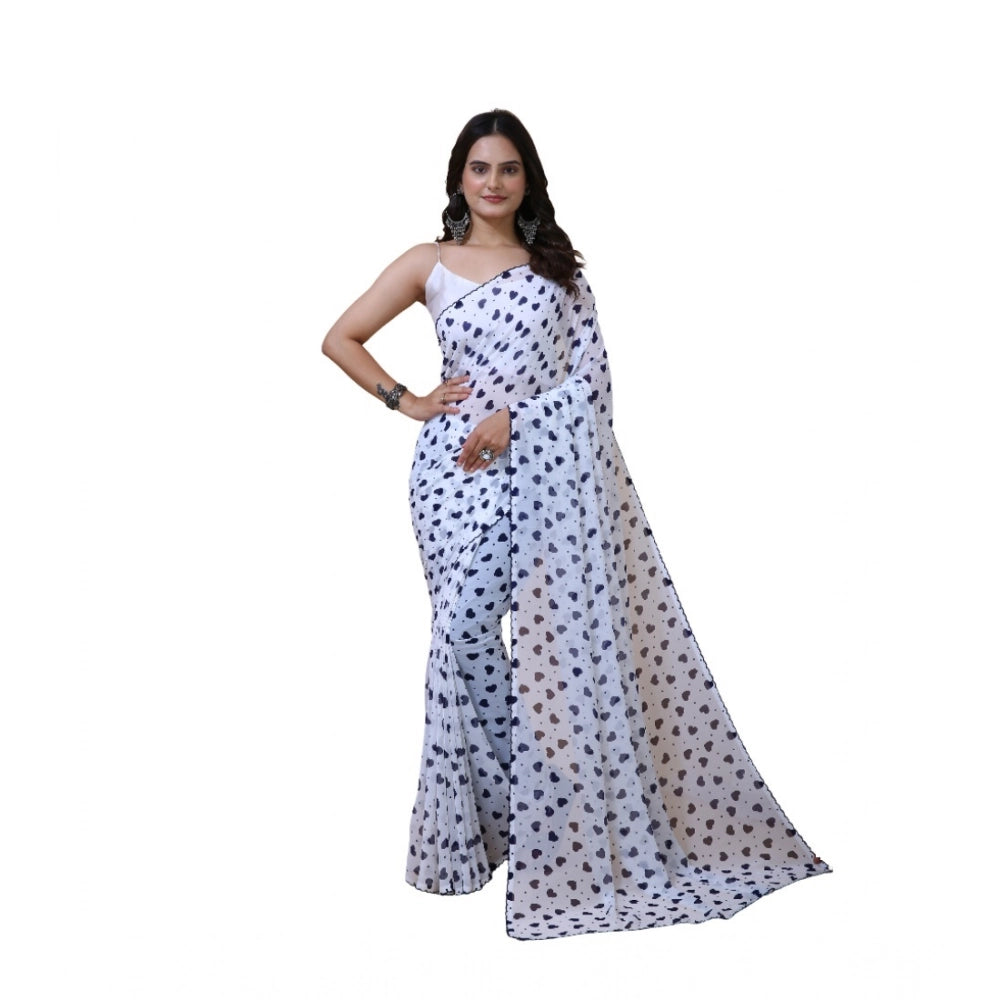 Lovely Women's Georgette Printed Saree With Blouse Piece