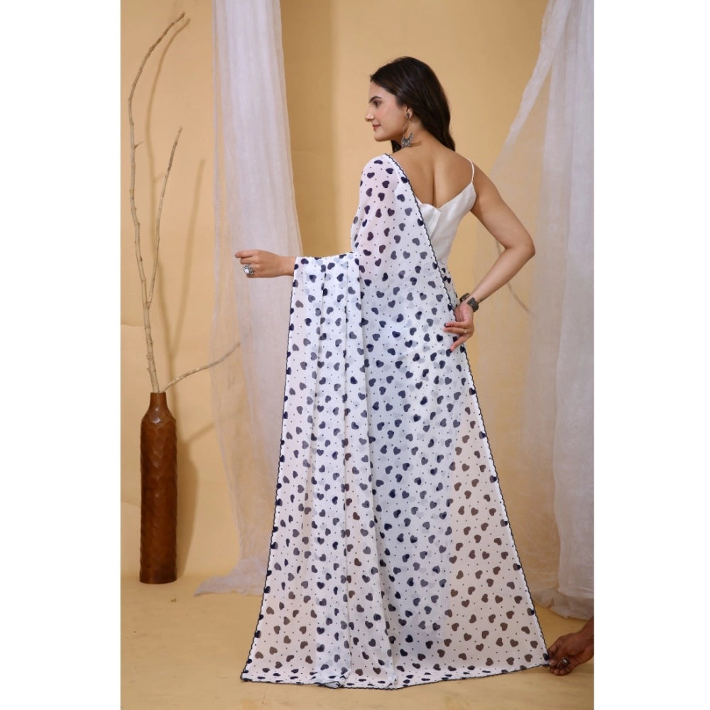 Lovely Women's Georgette Printed Saree With Blouse Piece