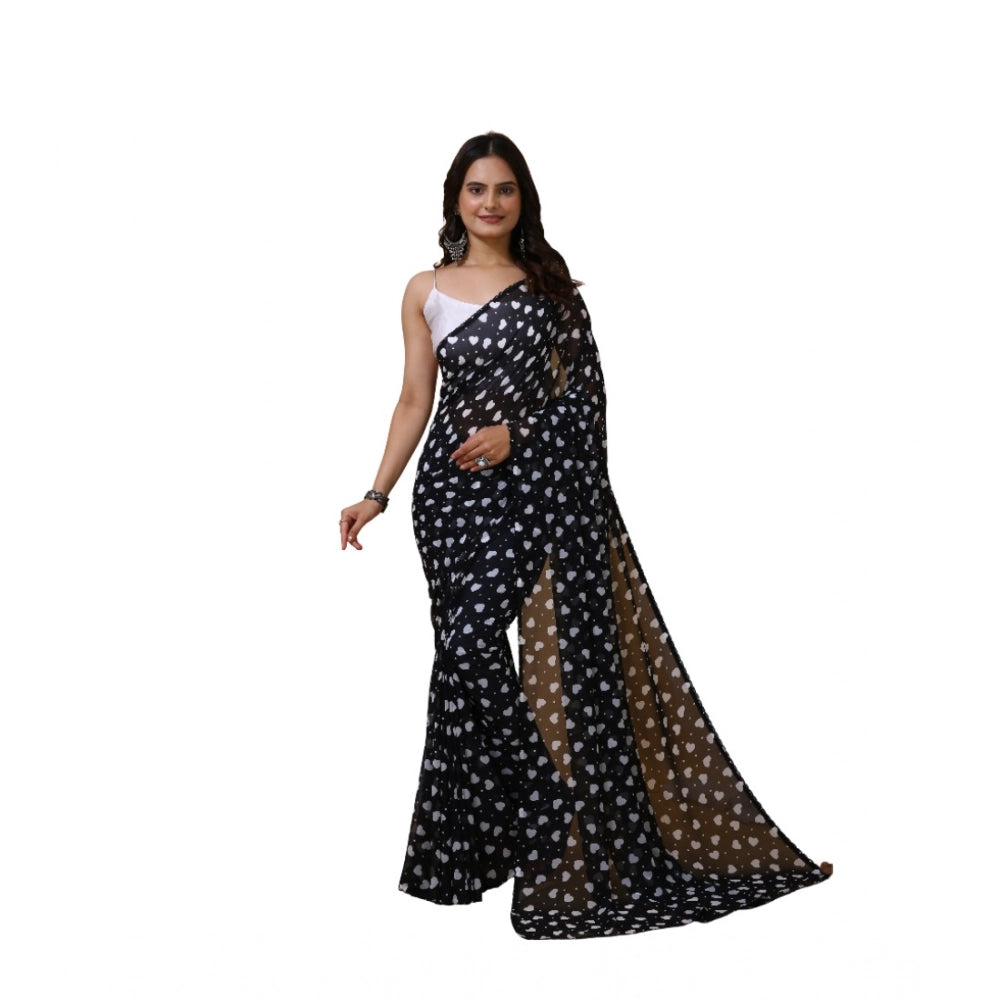 Lovely Women's Georgette Printed Saree With Blouse Piece