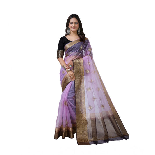 Ravishing Women's Organza jacquard Embellished Saree With Blouse Piece