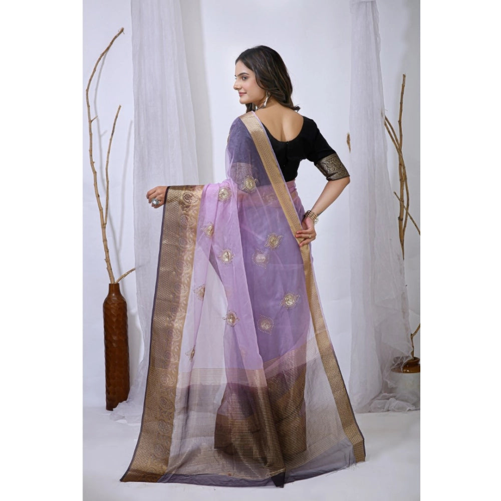 Ravishing Women's Organza jacquard Embellished Saree With Blouse Piece