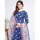 Voguish Women's Cotton Blend Printed Kurti With Pant Dupatta Set