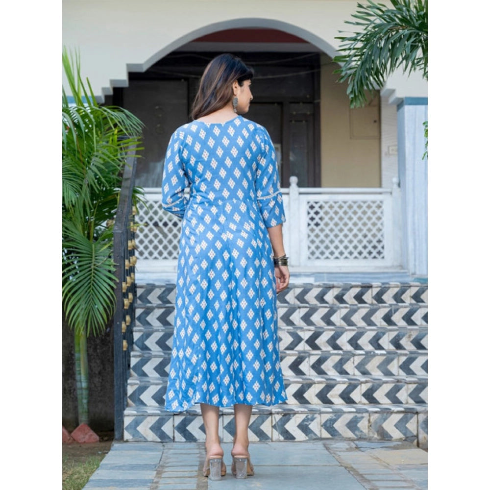 Gorgeous Women's Rayon Print With Embroidery Work A Line Kurti