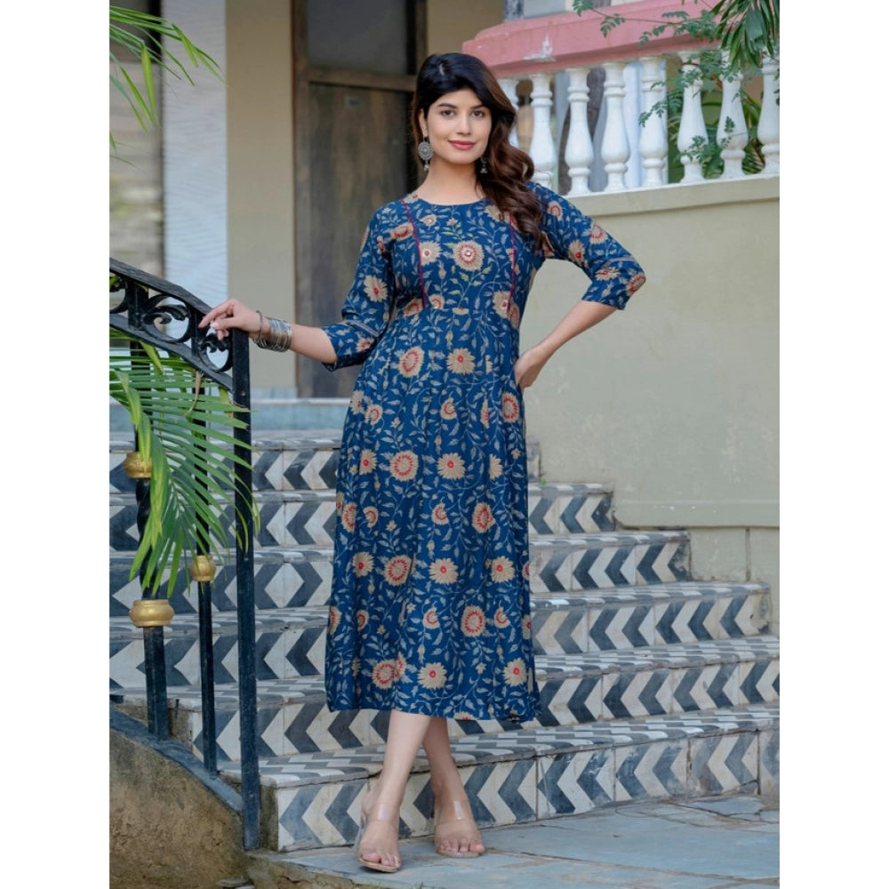Gorgeous Women's Rayon Print With Embroidery Work A Line Kurti