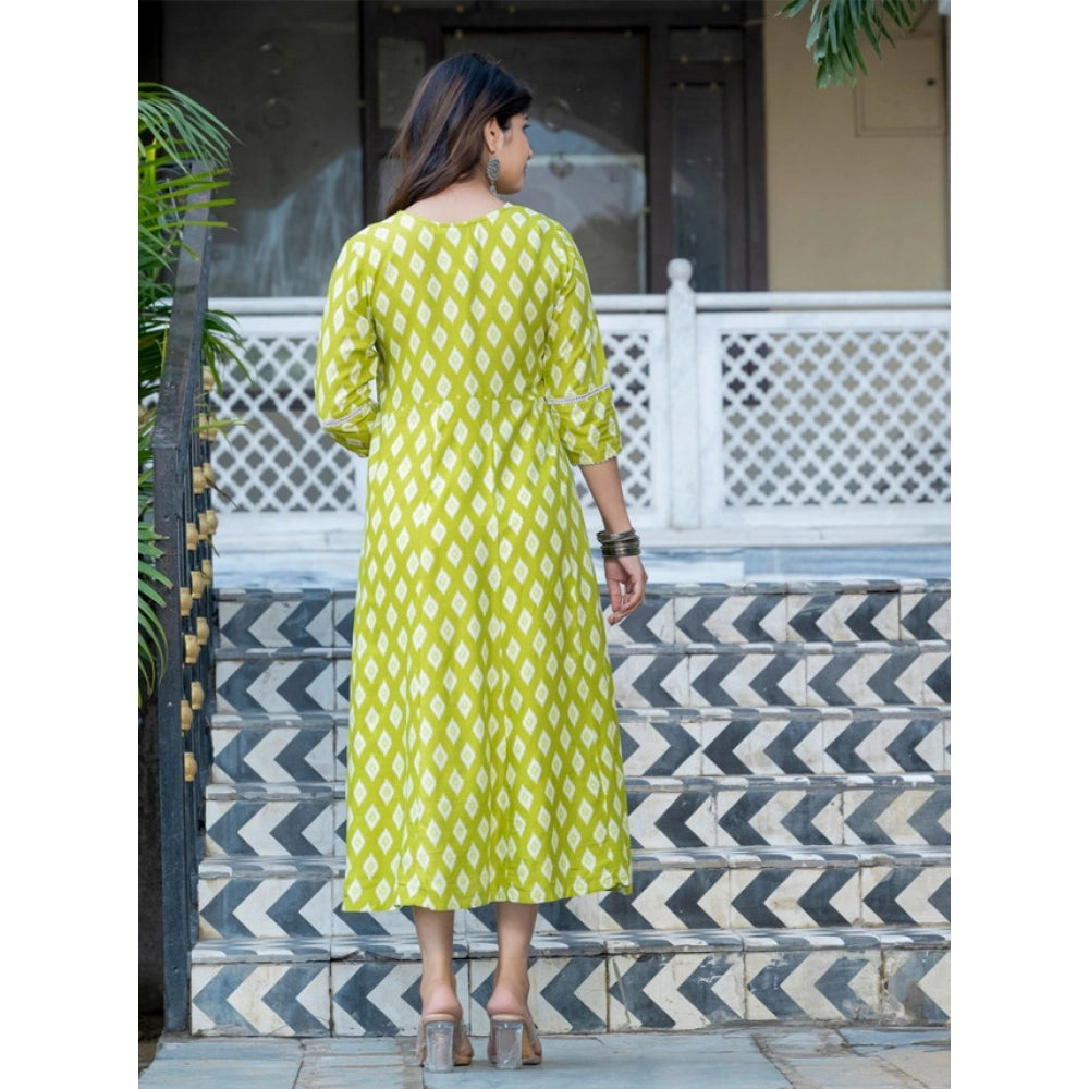 Gorgeous Women's Rayon Print With Embroidery Work A Line Kurti