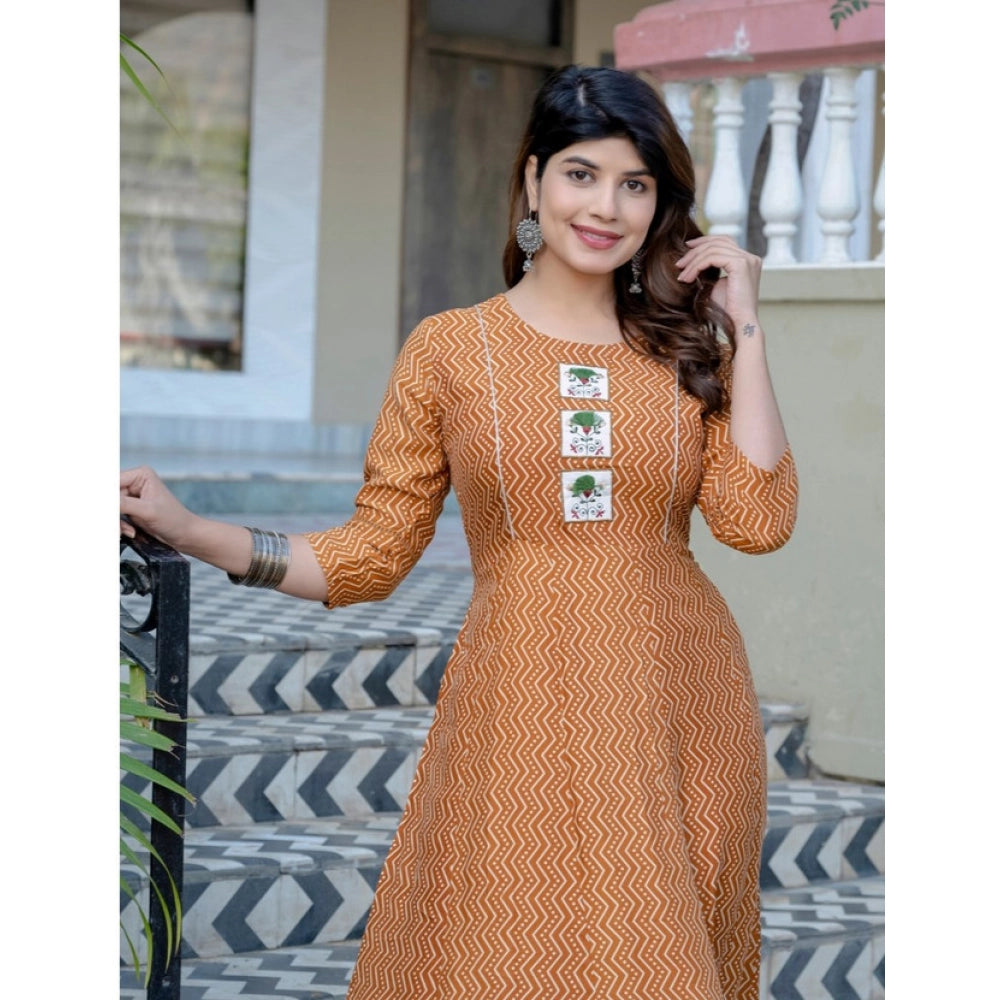 Gorgeous Women's Rayon Print With Embroidery Work A Line Kurti