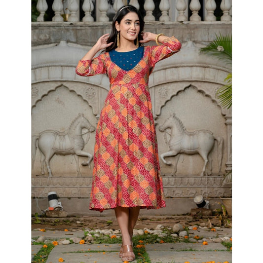 Gorgeous Women's Rayon Print With Embroidery Work A Line Kurti