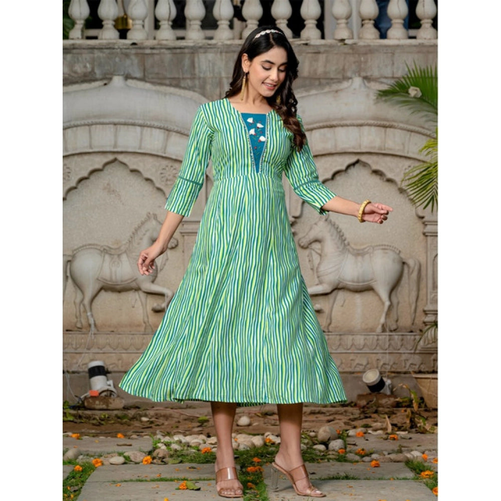 Gorgeous Women's Rayon Print With Embroidery Work A Line Kurti