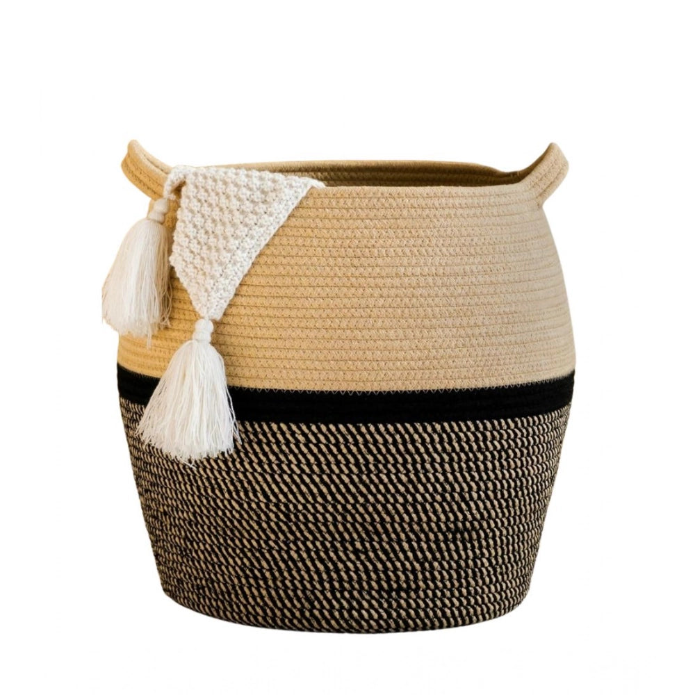 Gracious Cotton Matka 14x12 Inch Storage Basket For Clothes