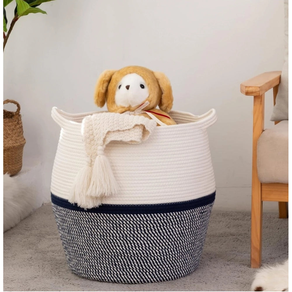 Gracious Cotton Matka 14x12 Inch Storage Basket For Clothes