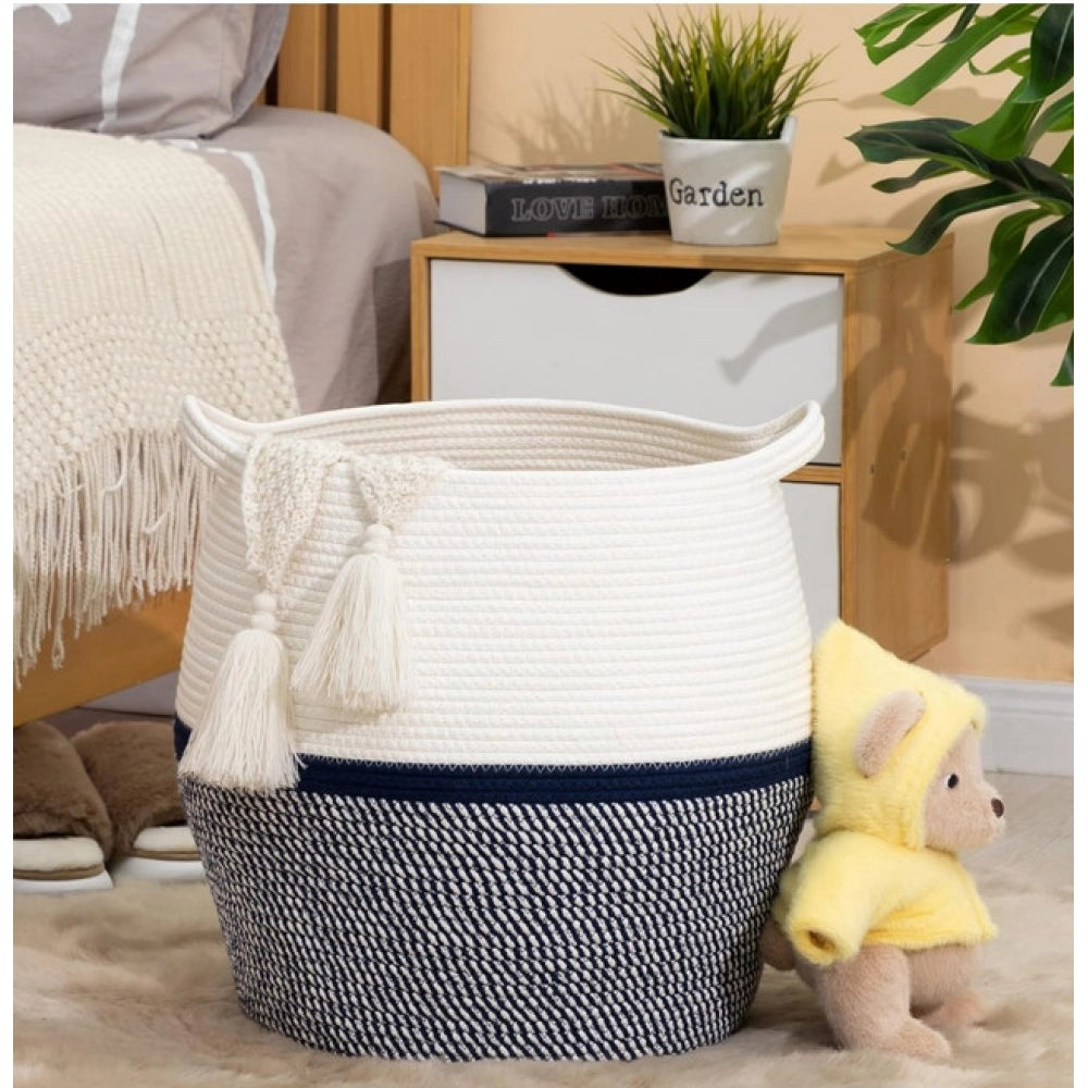 Gracious Cotton Matka 14x12 Inch Storage Basket For Clothes