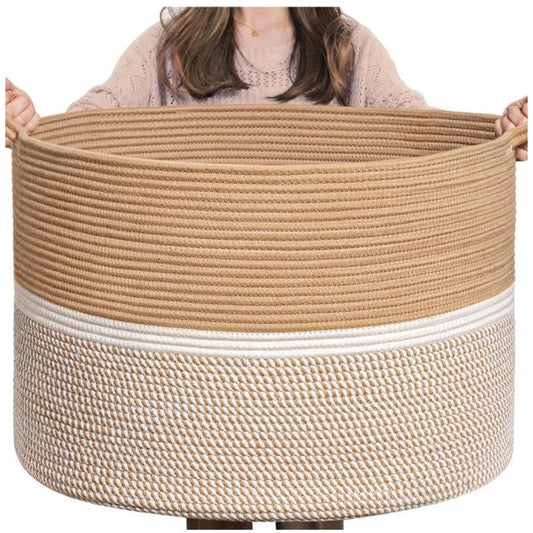 Charming Cotton Dori 16x14 Inch Storage Basket For Clothes