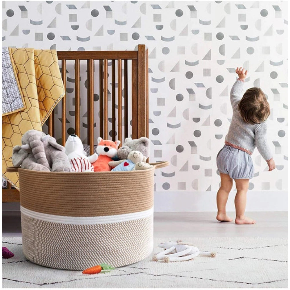 Charming Cotton Dori 16x14 Inch Storage Basket For Clothes