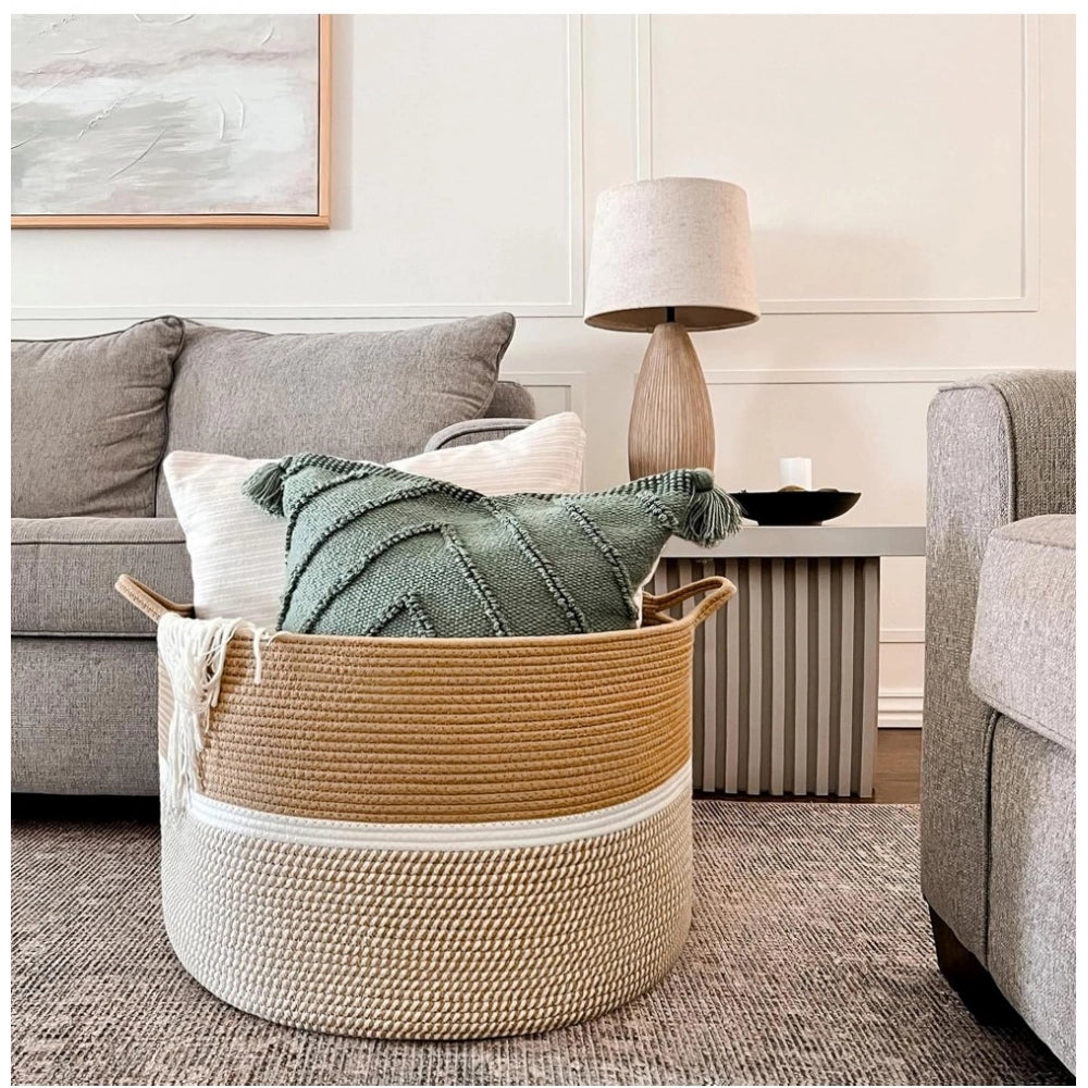 Charming Cotton Dori 16x14 Inch Storage Basket For Clothes