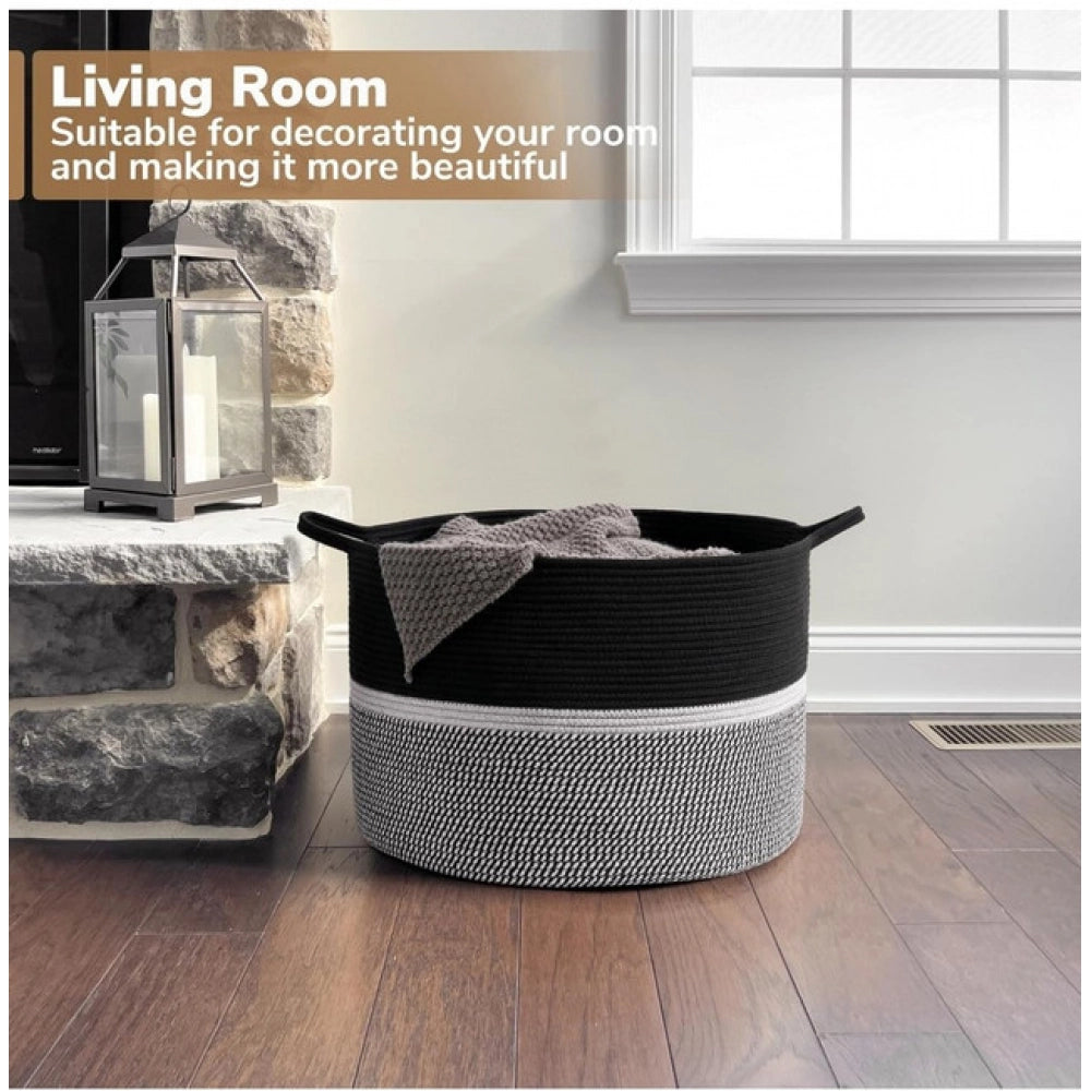 Charming Cotton Dori 16x14 Inch Storage Basket For Clothes