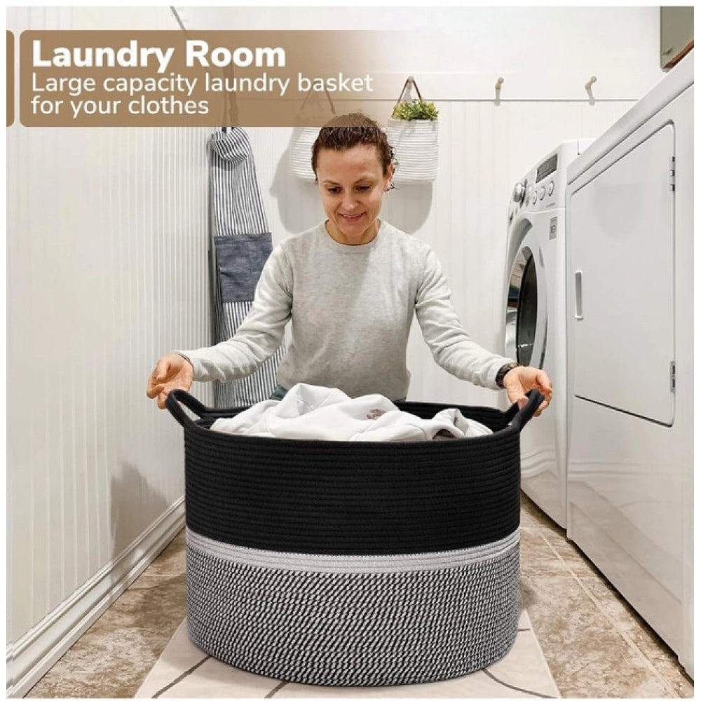 Charming Cotton Dori 16x14 Inch Storage Basket For Clothes