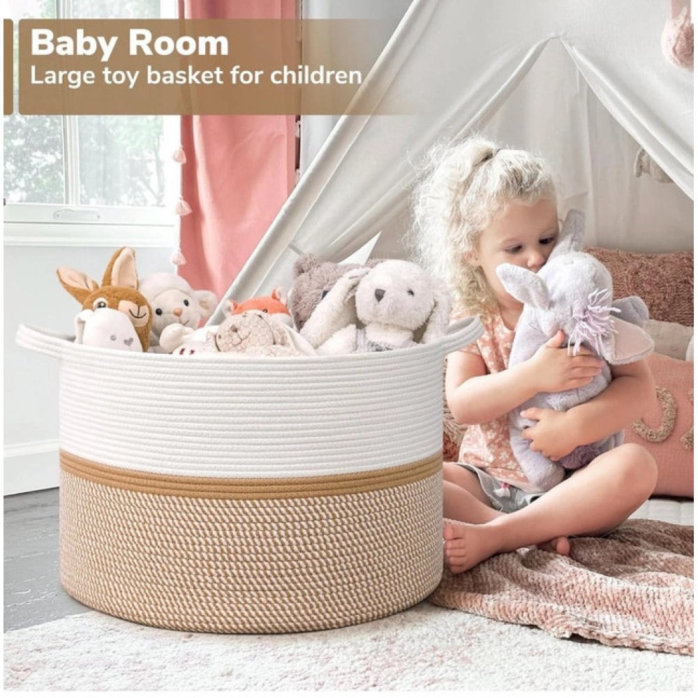 Charming Cotton Dori 16x14 Inch Storage Basket For Clothes