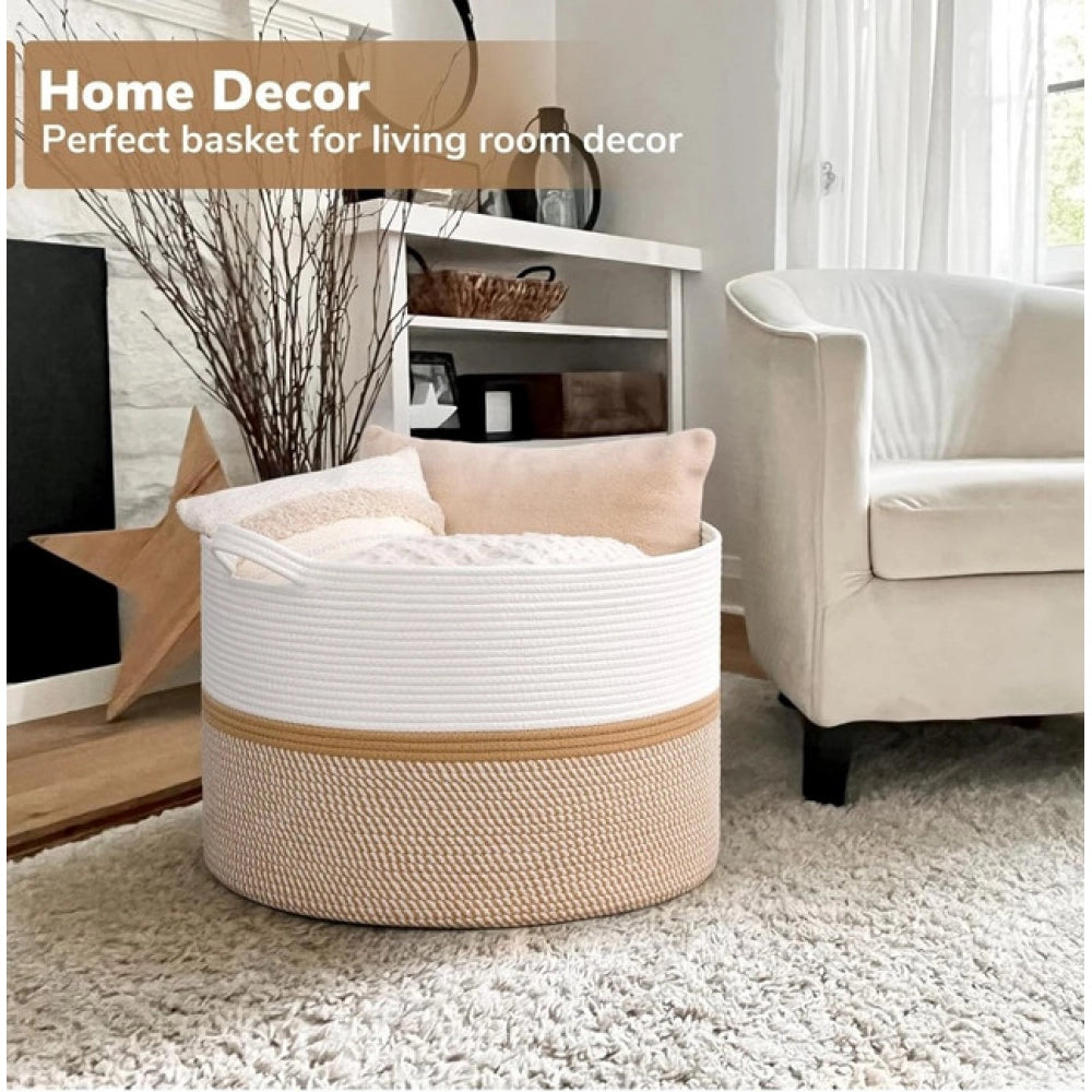 Charming Cotton Dori 16x14 Inch Storage Basket For Clothes