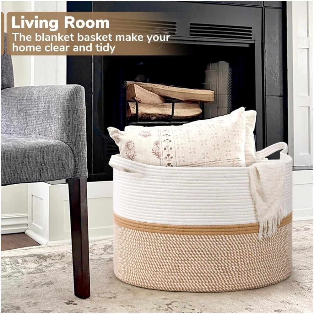 Charming Cotton Dori 16x14 Inch Storage Basket For Clothes