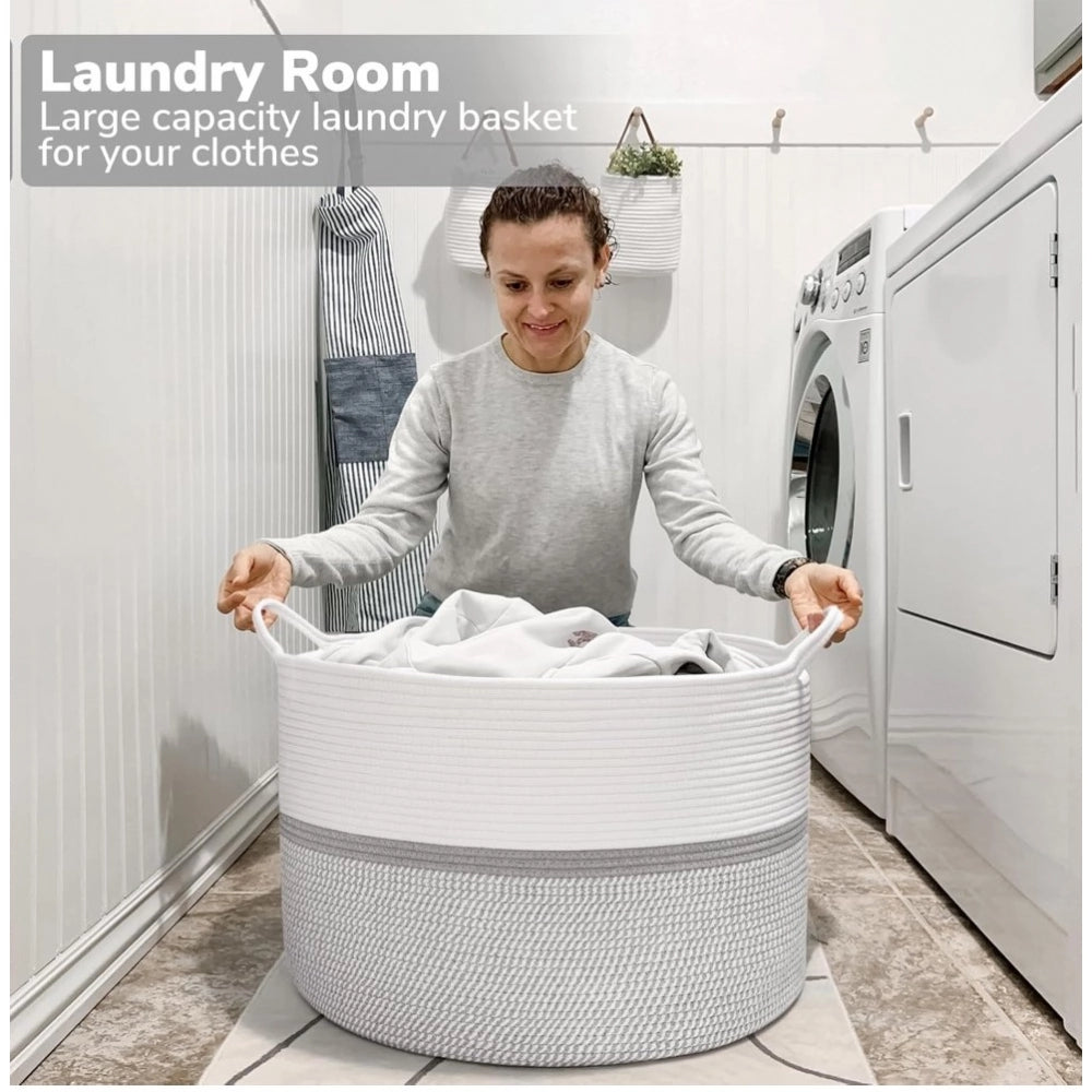 Charming Cotton Dori 16x14 Inch Storage Basket For Clothes