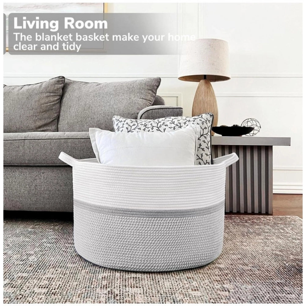 Charming Cotton Dori 16x14 Inch Storage Basket For Clothes