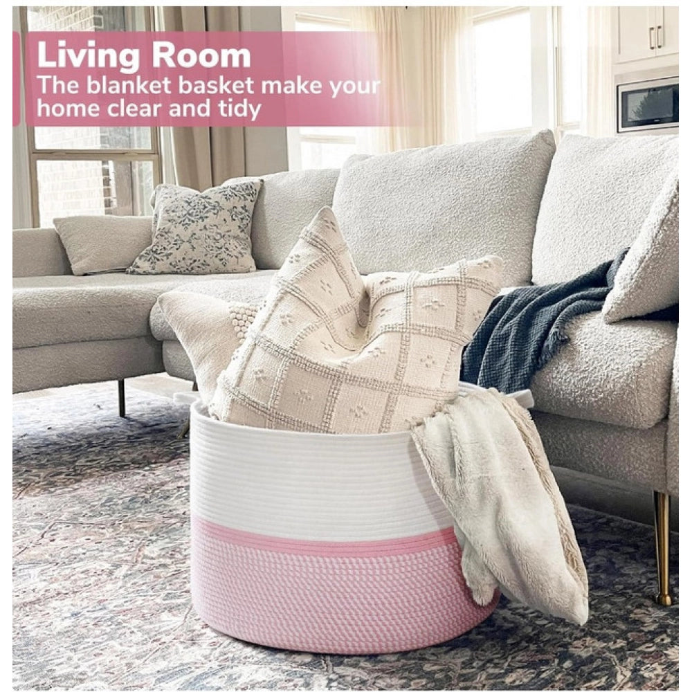 Charming Cotton Dori 16x14 Inch Storage Basket For Clothes