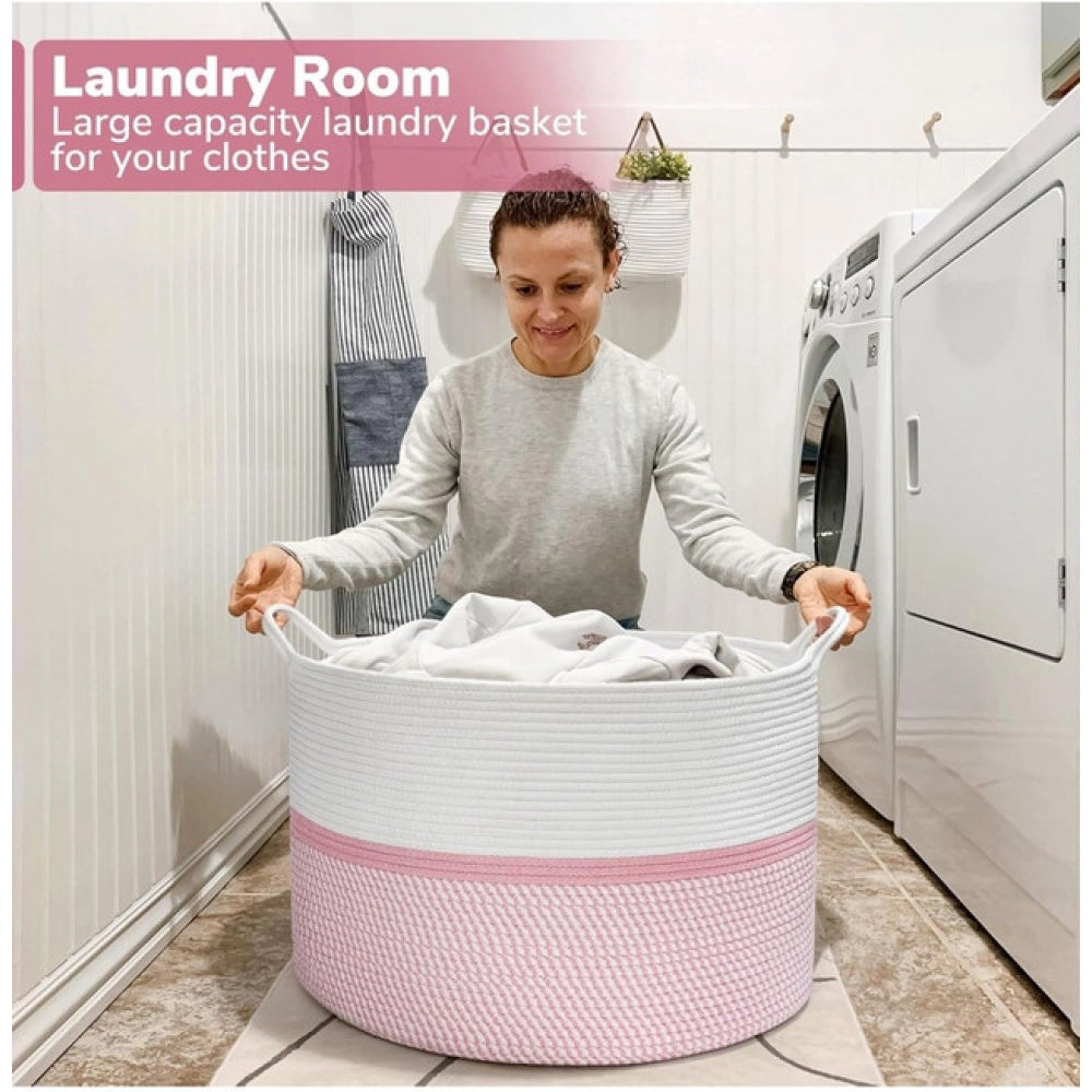 Charming Cotton Dori 16x14 Inch Storage Basket For Clothes