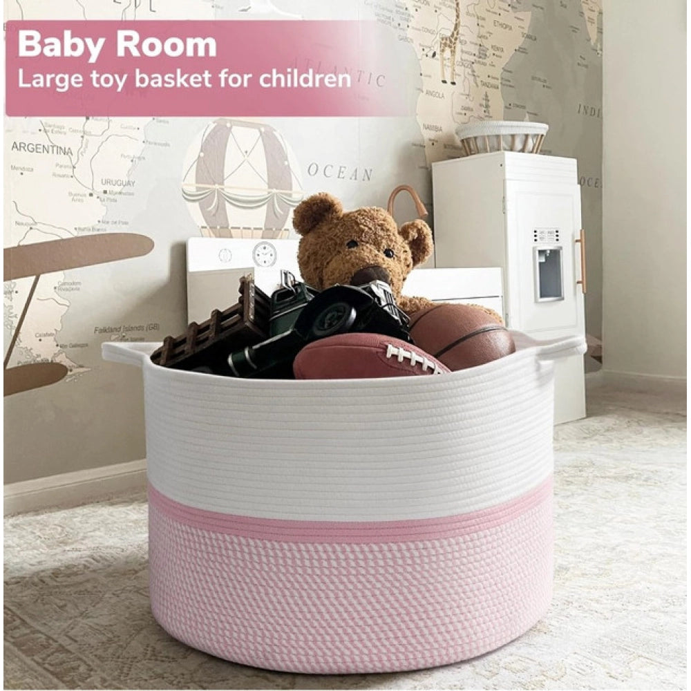 Charming Cotton Dori 16x14 Inch Storage Basket For Clothes