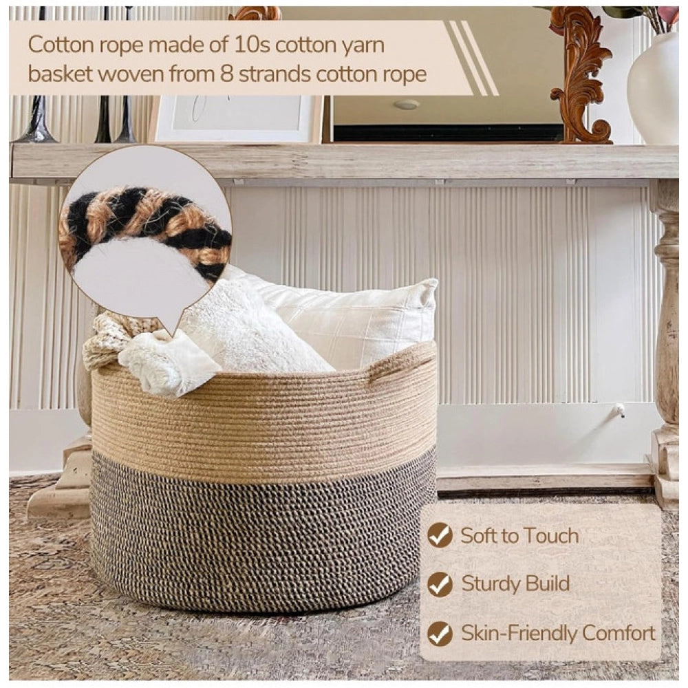 Charming Cotton 16x14 Inch Pack of 1 Storage Basket For Clothes