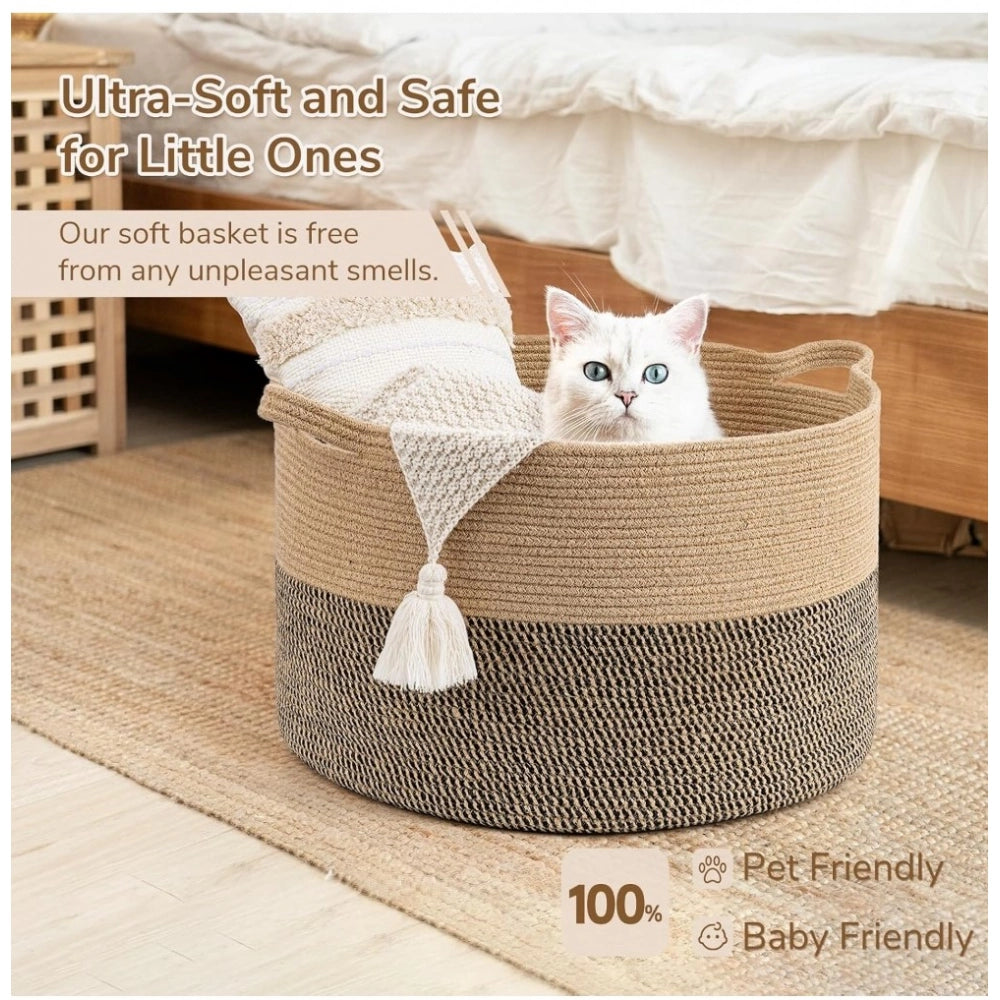 Charming Cotton 16x14 Inch Pack of 1 Storage Basket For Clothes