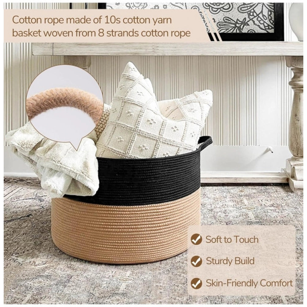 Charming Cotton 16x14 Inch Pack of 1 Storage Basket For Clothes