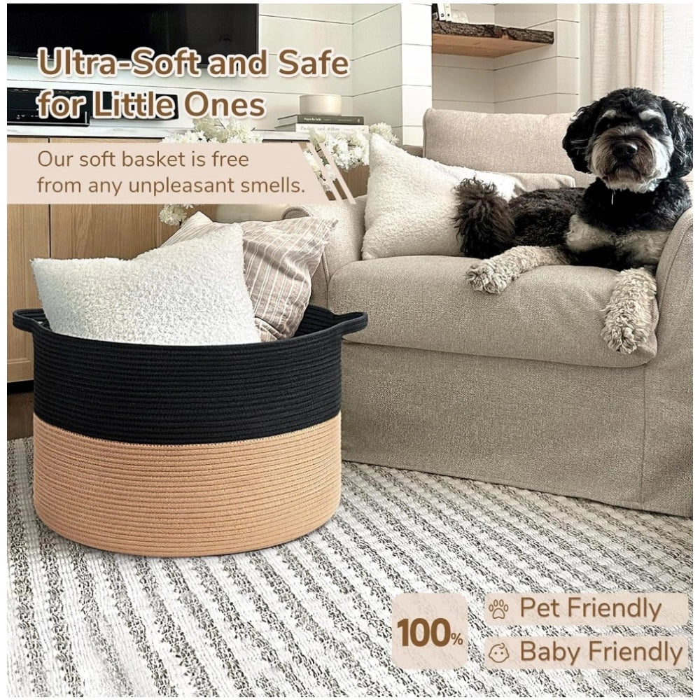 Charming Cotton 16x14 Inch Pack of 1 Storage Basket For Clothes