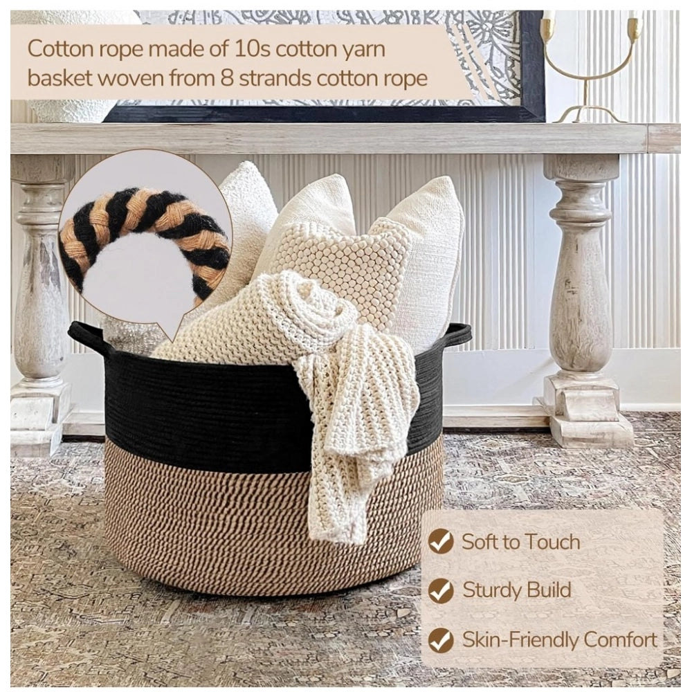 Charming Cotton 16x14 Inch Pack of 1 Storage Basket For Clothes