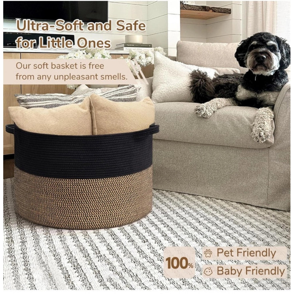 Charming Cotton 16x14 Inch Pack of 1 Storage Basket For Clothes