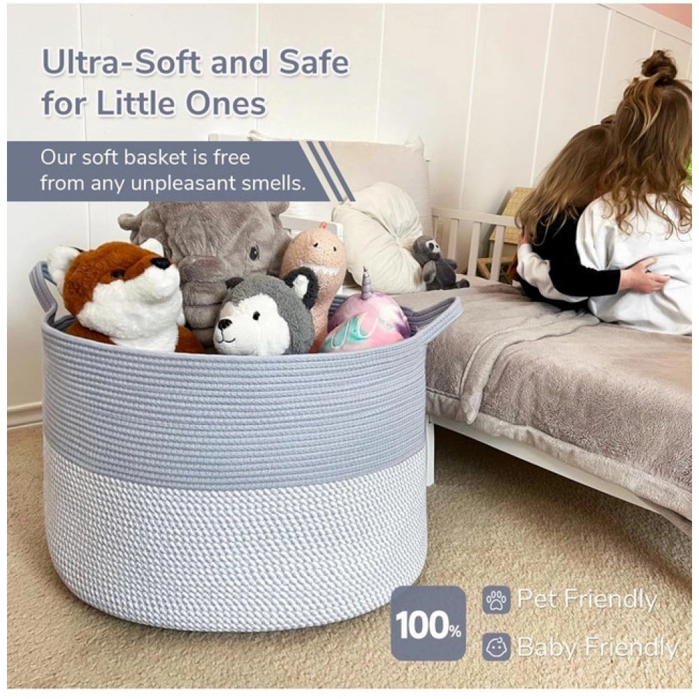 Charming Cotton 16x14 Inch Pack of 1 Storage Basket For Clothes