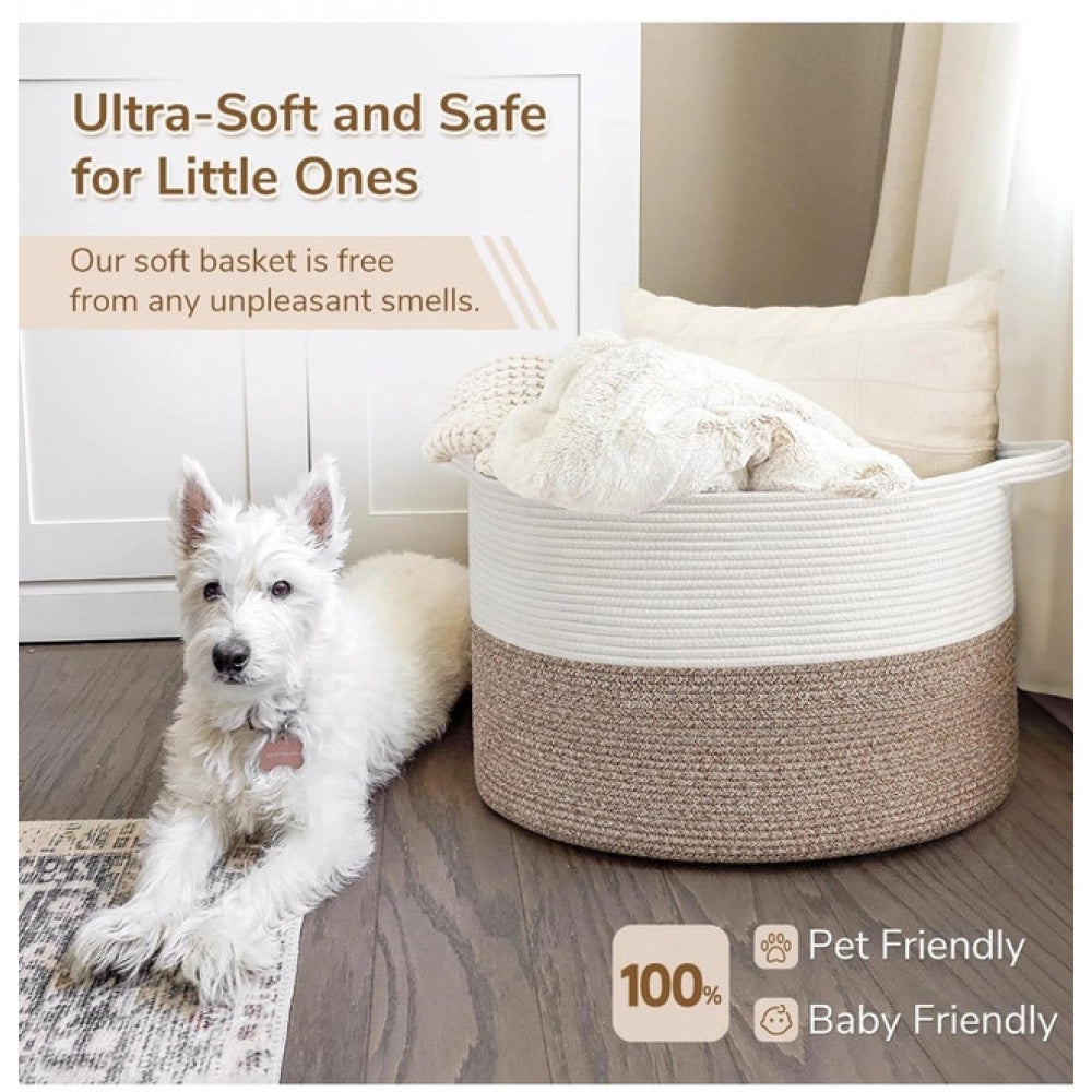 Charming Cotton Kidi- 16x14 Inch Pack of 1 Storage Basket For Clothes