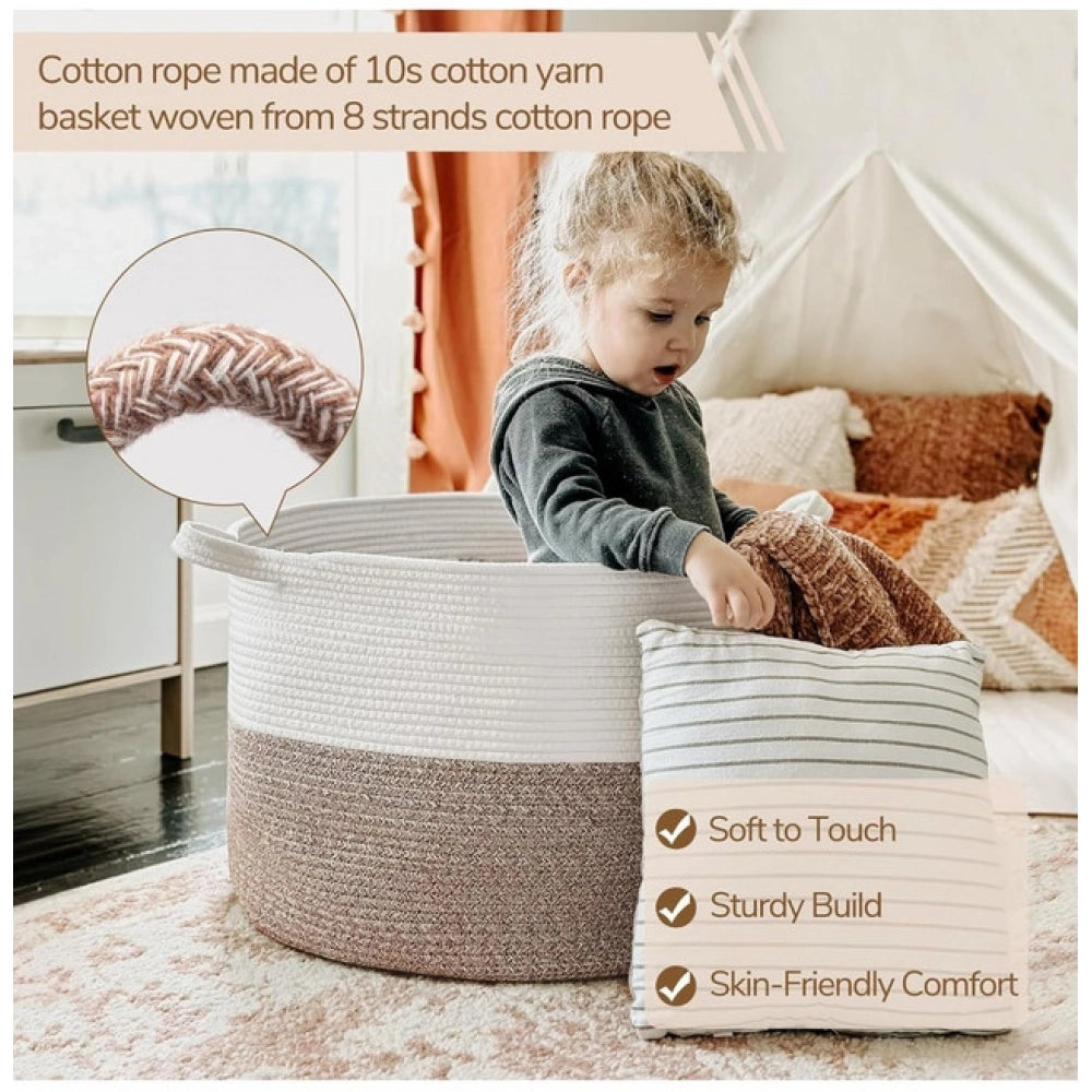 Charming Cotton Kidi- 16x14 Inch Pack of 1 Storage Basket For Clothes